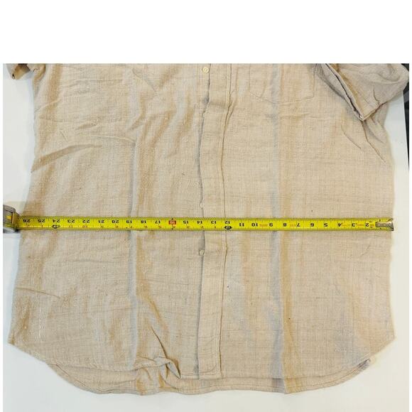 Raja's Linen Shirt Mens LG Raw Slub Textured Short Sleeve Vintage 90s Bangkok - Picture 6 of 7
